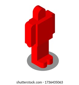 Isometry. Simplified figure of a red man.