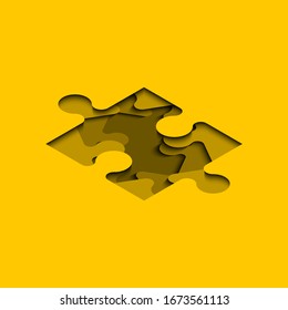 Isometry square puzzle presentation. Abstract isometric pieces puzzle infographic