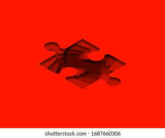 Isometry square puzzle presentation. Abstract isometric pieces puzzle infographic