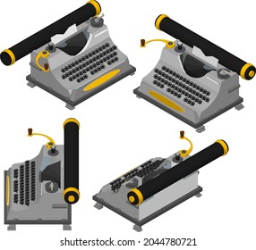 the isometry typewriter. Vector drawing of a vintage typewriter.