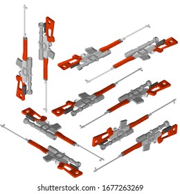 Isometry. Volume model of the famous Dragunov sniper rifle . A large number of angles , with a constant shadow and angle.