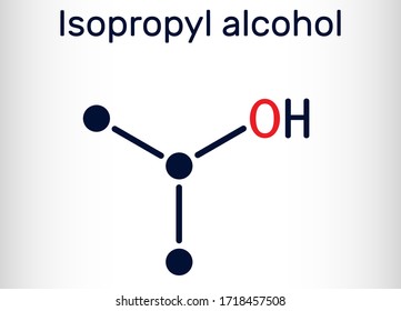 Isopropyl alcohol, 2-propanol, isopropanol, C3H8O molecule. It is isomer of propyl alcohol, used as antiseptic in disinfectants, detergents. Structural chemical formula. Vector illustration