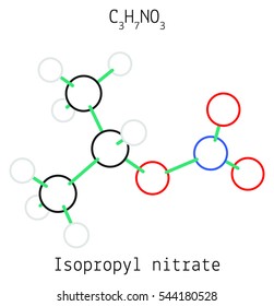 Isopropyl C3H7NO3 nitrate molecule isolated on white
