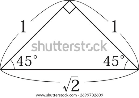 Isosceles Right Triangle (45°–45°–90°) with Side Ratios