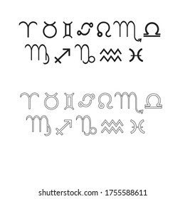 
Isoteric Set, Western Astrology, Zodiac Signs Symbols
