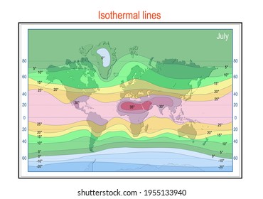isothermal lines map. isoterm. Vector illustration