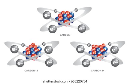 Isotope Of Carbon . 3 Steps Vector