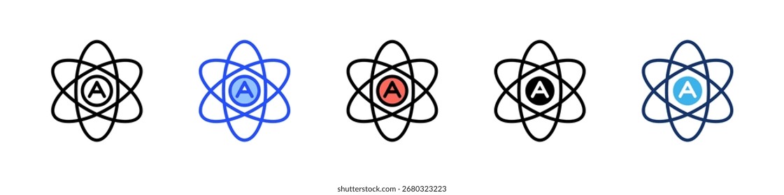 Isotopensymbol-Symbolsammlung mit mehreren Stilen