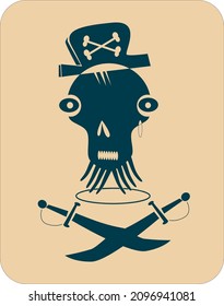 Isotype for logo image. pirate squid skull