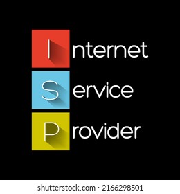 ISP Internet Service Provider - company that provides web access to both businesses and consumers, acronym text concept background