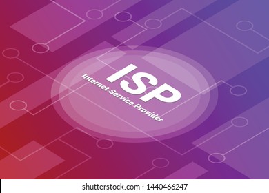 isp internet service provider concept words isometric 3d word text concept with some related text and dot connected - vector