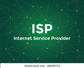 isp internet service provider white text illustration with green constellation map as background