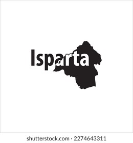 Mapa de isparta y diseño de letras negras sobre fondo blanco