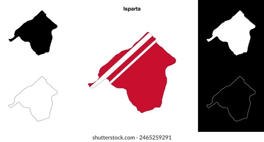 Isparta province outline map set