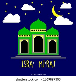 Isra 'and Mi'raj background vector. Isra and Mi'raj are night trips to the seventh heaven. EPS 10