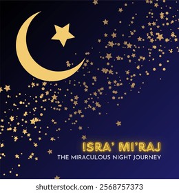 Isra' Mi' raj template design. Isra' Mi' raj are the two parts of a Night Journey that Muslims believe the Islamic prophet Muhammad took during a single night.