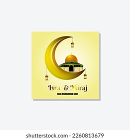 Isra miraj about prophet muhammad in night journey vector illustration