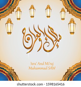 Isra' and Mi'raj Arabic Islamic background art paper. Isra and Mi'raj with mandala vector art illustration