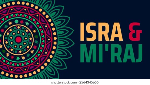 Isra and Mi'raj background banner or poster design template. observed every year in January. Holiday concept. Use to any Template, card, poster, placard, template.