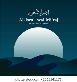 Isra Miraj background design, Night Journey of the Prophet Muhammad. Banner, poster, card template. Vector Illustration