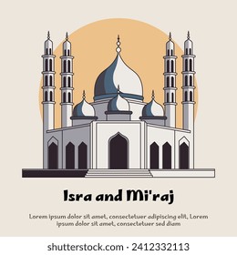 isra and miraj background. Religious Islamic. Vector illustration.