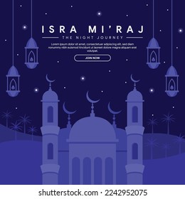 isra miraj banner illustration in flat design
