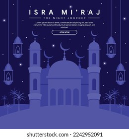 isra miraj banner illustration in flat design