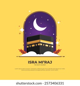 isra miraj celebration vector with the concept of kaaba at night. isra miraj illustration vector. can be used for banners, wallpapers, and backgrounds