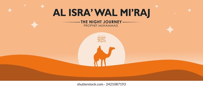 isra miraj, concept in flat design. posters, banners, stickers and social media