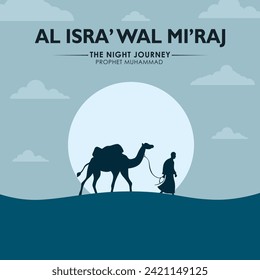 isra miraj, concepto de diseño plano. afiches, pancartas, pegatinas y medios sociales