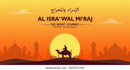 isra miraj, concepto de diseño plano. afiches, medios sociales y pancartas 