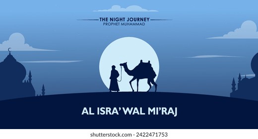 isra miraj, concept in flat design. posters, social media, and banners 