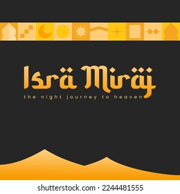 Isra Miraj Day Square Banner Minimalist Flat Illustration Style