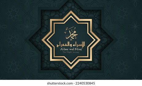Isra und Mi'raj Design, islamischer Hintergrund mit geometrischen Mustern. Vektorgrafik