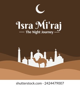 Isra mi'raj flat cartoon background.Islamic background