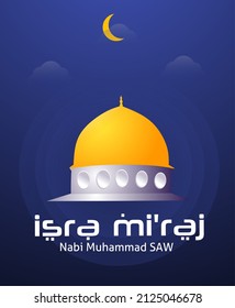 Isra mi'raj Greeting with Mosque and Paper style