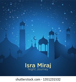 Isra' mi'raj illustration about mohammad prohet in night journey