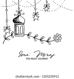 Isra' Mi'raj illustration. Isra' mi'raj is the holly history of moslem about mohammad prohet in night journey. 