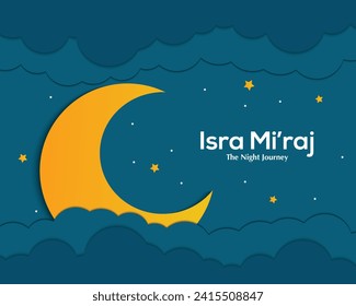 Isra Mi'raj Illustration Poster Template In Dark Color