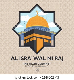 Isra Miraj Islamic Day flat cartoon background
