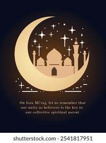 Isra and mi'raj Islamic Mosque in the moon design for gradient color