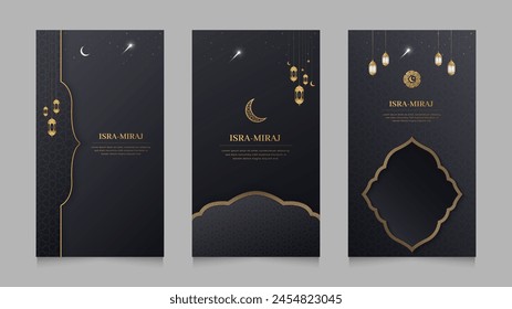 Isra Miraj Islamic Realistic Social Media Stories Collection Template Miraj un Nabi Night Journey