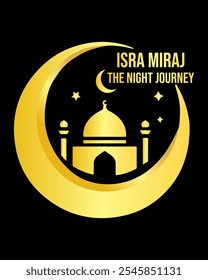 Mesquita Isra Mi'raj Viagem Noturna e lua Modelo de cor dourada