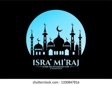 Isra' mi'raj mosque silhouette design