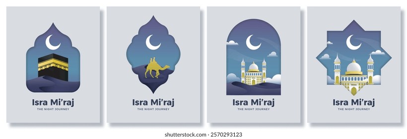 Isra miraj the night journey nabi muhammad saw set for cover, flyer, poster, banner, feed, greeting card, story, banner, social media, ads, website etc