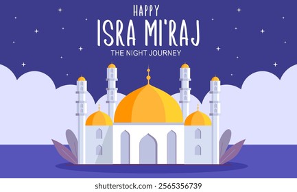 Isra and Mi'raj, The night journey Prophet Muhammad, Suitable for Poster, set flat vector modern illustration 