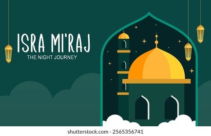 Isra and Mi'raj, The night journey Prophet Muhammad, Suitable for Poster, set flat vector modern illustration 