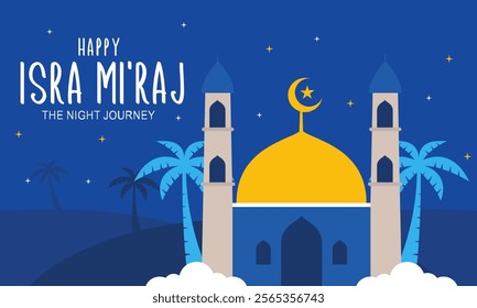 Isra and Mi'raj, The night journey Prophet Muhammad, Suitable for Poster, set flat vector modern illustration 