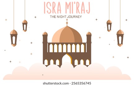 Isra and Mi'raj, The night journey Prophet Muhammad, Suitable for Poster, set flat vector modern illustration 