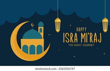 Isra and Mi'raj, The night journey Prophet Muhammad, Suitable for Poster, set flat vector modern illustration 